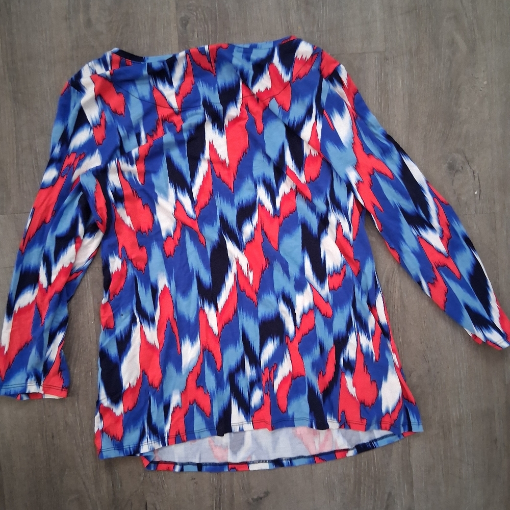 Ruby Rd. Blue And Red Patterned Blouse - image 3